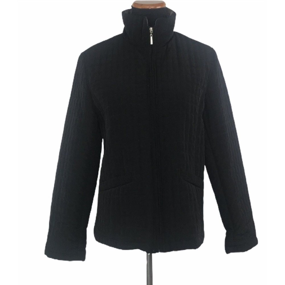 White Stag Womens Black Quilted Full Zip Jacket Size 4-6